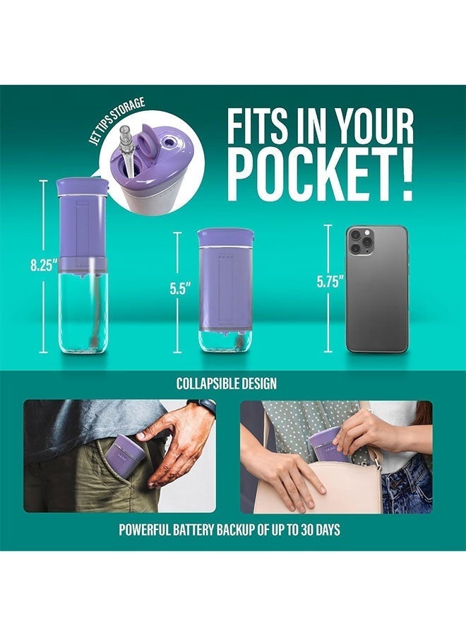 general Compact Water Dental Flosser, Portable Travel Size Oral Irrigator Flosser with Collapsible 180 ml Tank, Smart Timer, 4 Flossing Modes, TSA-Friendly - Lavender - Image 2